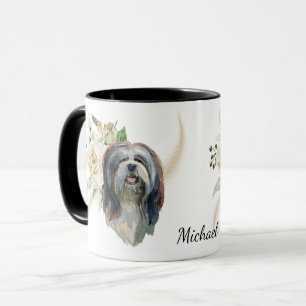 White Rose Bouquet Lhasa Apso Dog Mok