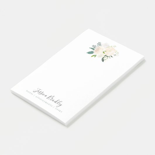 White Rose Bouquet | Minimale Floral Post-it® Notes (Schuin)