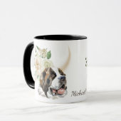 White Rose Bouquet Saint Bernard Dog Mok (Voorkant links)