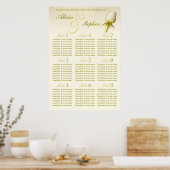 White Rose Bud Wedding Seating Table Planner 1-9 Poster (Keuken)