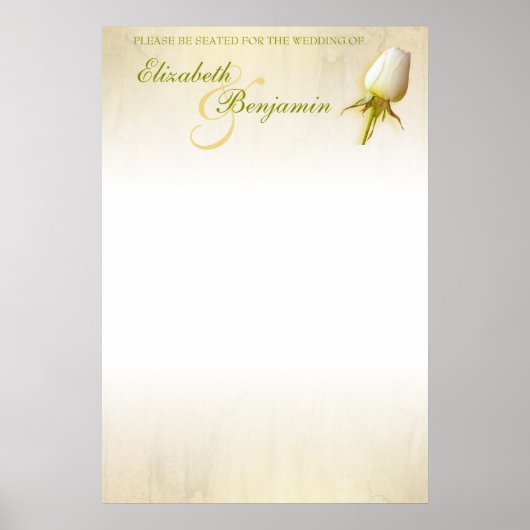 White Rose Bud Wedding Seating Table Planner blanc Poster (Voorkant)