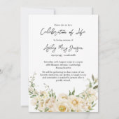 White Rose Celebration of Life Photo Funeral Kaart (Achterkant)