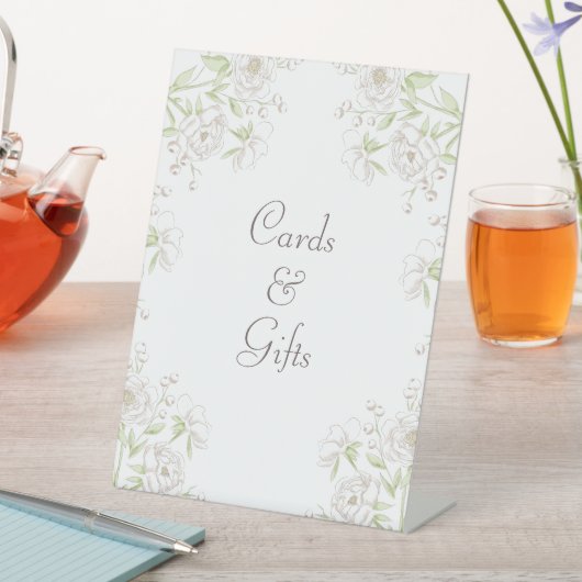 White Rose Classic Wedding Cards Gift Sign Reclamebord Met Voetstuk (Insitu)