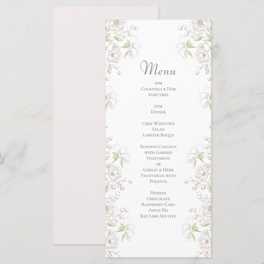 White Rose Classic Wedding Menus (Devant / Derrière)