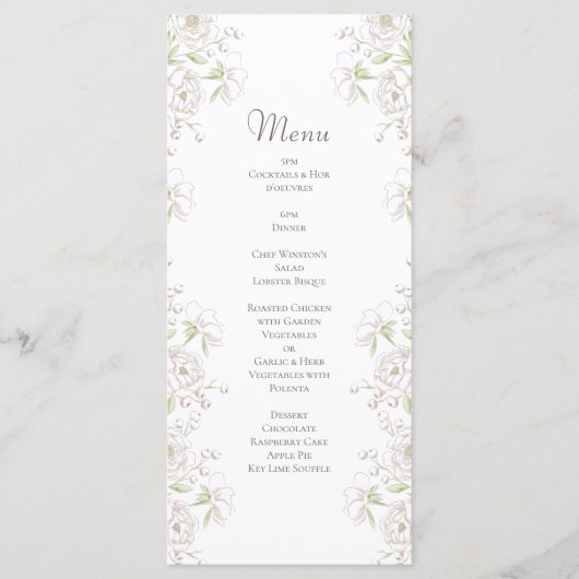 White Rose Classic Wedding Menus (Devant)