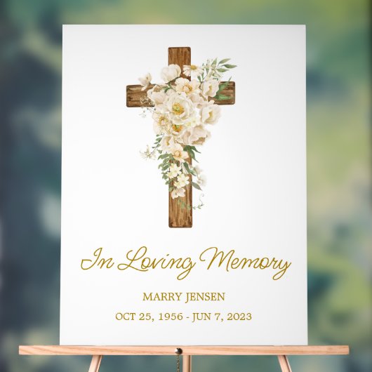 White rose cross Memorial Funeral (Neutre)