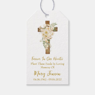 White rose Cross Memorial Funeral Seed Packet  Cadeaulabel