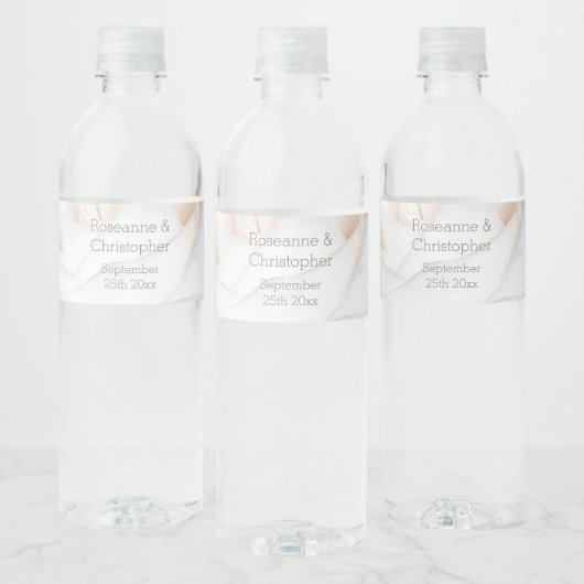 White Rose Design Wedding Waterfles Etiket (Flessen)