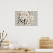 White Rose Elegant Floral Bouquet Poster (Keuken)