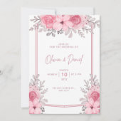 White Rose Elegant Mariage Invitation avec fleurs (Devant)