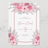White Rose Elegant Mariage Invitation avec fleurs (Devant / Derrière)