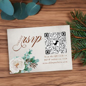 White Rose en Eucalyptus Online RSVP QR Code Informatiekaartje