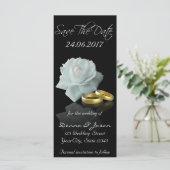 White Rose en Golden Rings Save the Date Rackcard (Staand voorkant)