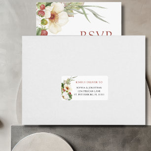 White Rose en Wild Strawberry Wedding RSVP Etiket