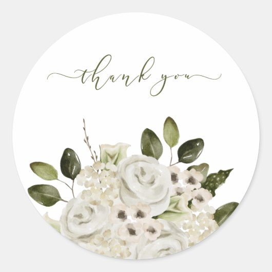 White Rose Envelope Seal Ronde Sticker (Voorkant)