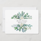 White Rose Eucalyptus Botanical Wedding Rehearal Kaart (Achterkant)