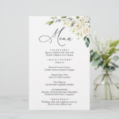 White Rose Eucalyptus Greenery Wedding Dinner Menu (Staand voorkant)