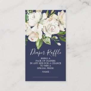 White Rose Floral Baby shower Diaper Raffle Ticket Informatiekaartje