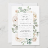 White Rose Floral Baby Sprinkle Invitation Kaart (Voorkant)