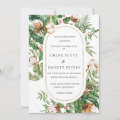 White Rose Floral Botanical Wedding Rustic Kaart (Voorkant)