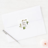 White Rose Floral Bouquet Wedding Vierkante Sticker (Envelop)