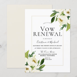 White Rose Floral Cream Vow Renewal Kaart