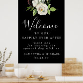 White Rose Floral Elegant Wedding Welcome Sign Poster (Keuken)