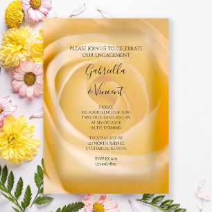 White Rose Floral Engagement Party Kaart