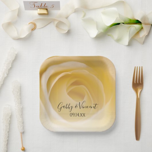 White Rose Floral Wedding Papieren Bordje (Huwelijk)