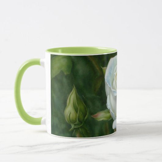 White Rose Flower Garden Art Mok Cup (Links)