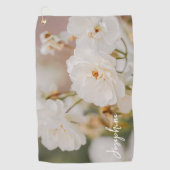 White Rose Flowers Botanische foto en aangepaste n Golfhanddoek (Voorkant)