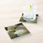 White Rose - Glass Onderzetter (Schuin)