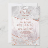 White & Rose Gold Agate Bridal Douche Invitation (Devant)
