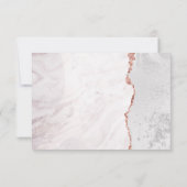 White & Rose Gold Agate Wedding Réponse RSVP (Dos)
