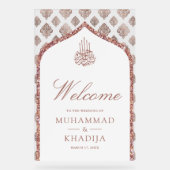 White Rose Gold Arch Muslim Wedding Welcome (Recto)