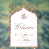 White Rose Gold Arch Muslim Wedding Welcome Acryl Bord (Neutraal)