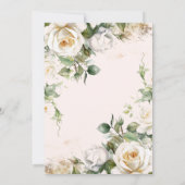 White Rose  & Gold  Dusty Elegant 60th Birthday Kaart (Achterkant)