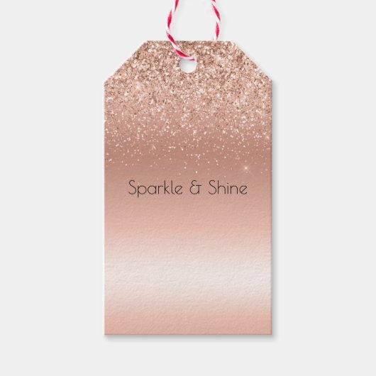 White Rose Gold Glitter Glitzy Sparkle Cadeaulabel (Voorkant)