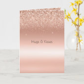 White Rose Gold Glitter Glitzy Sparkle Kaart (Gele Bloem)