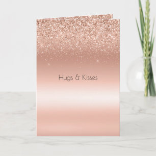 White Rose Gold Glitter Glitzy Sparkle Kaart