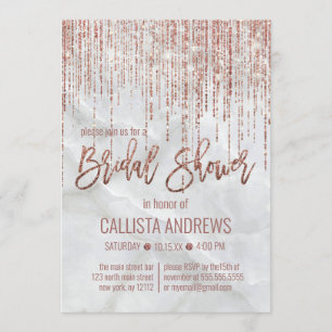 White Rose Gold Glitter Pearl Marble Vrijgezellenf Kaart