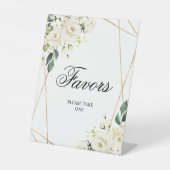 White Rose & Gold Lijst Shower Favors Sign Reclamebord Met Voetstuk (Voorkant)