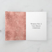 White Rose Gold Merry Christmas Tree Kaart (Binnen)