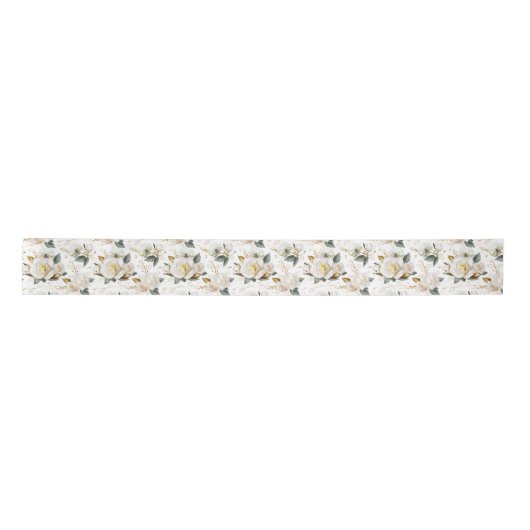 White Rose Gold Romantic Floral Lint (Voorkant)