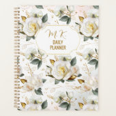 White Rose Gold Romantic Floral Planner (Voorkant)