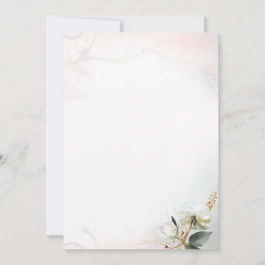 White Rose Gold Romantische Bloemen Save the Date Kaart (Achterkant)