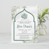 White Rose Green Arch Ramadan Iftar Invitation (Debout devant)