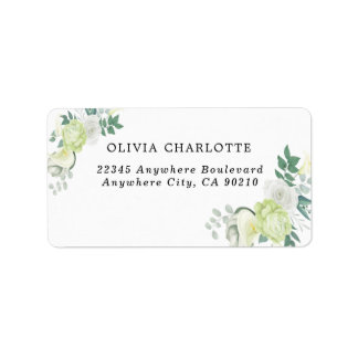 White Rose Green en White Floral Etiket