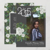 White Rose Grey Photo Faire-part de graduation (Devant / Derrière)