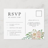 White Rose Hydrangea RSVP Briefkaart Maaltijd Keuz (Achterkant)